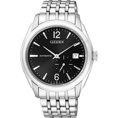 CITIZEN NP系列 卓越工藝都會機械腕錶-鋼帶-銀黑-NJ0060-57E