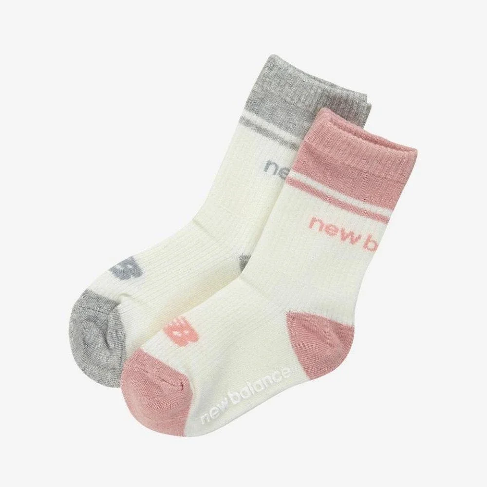 【NEW BALANCE】預購 韓國 New Balance 童��� 大童16-22 兩入一組拼色長襪 粉色
