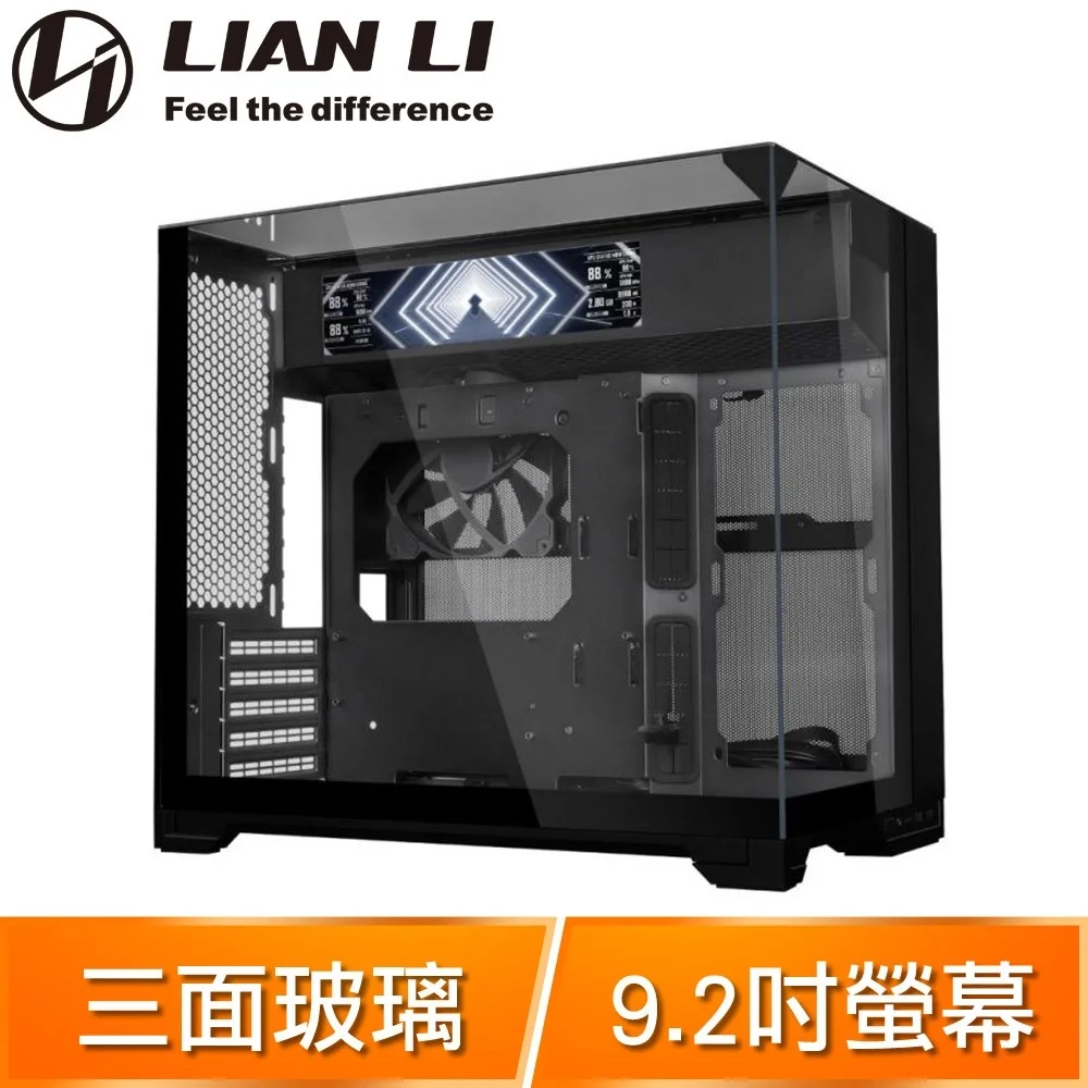 LIAN LI 聯力【O11 VISION-M DIGITAL】三面玻璃透側 M-ATX機殼《黑》(顯卡41/U高16.2)